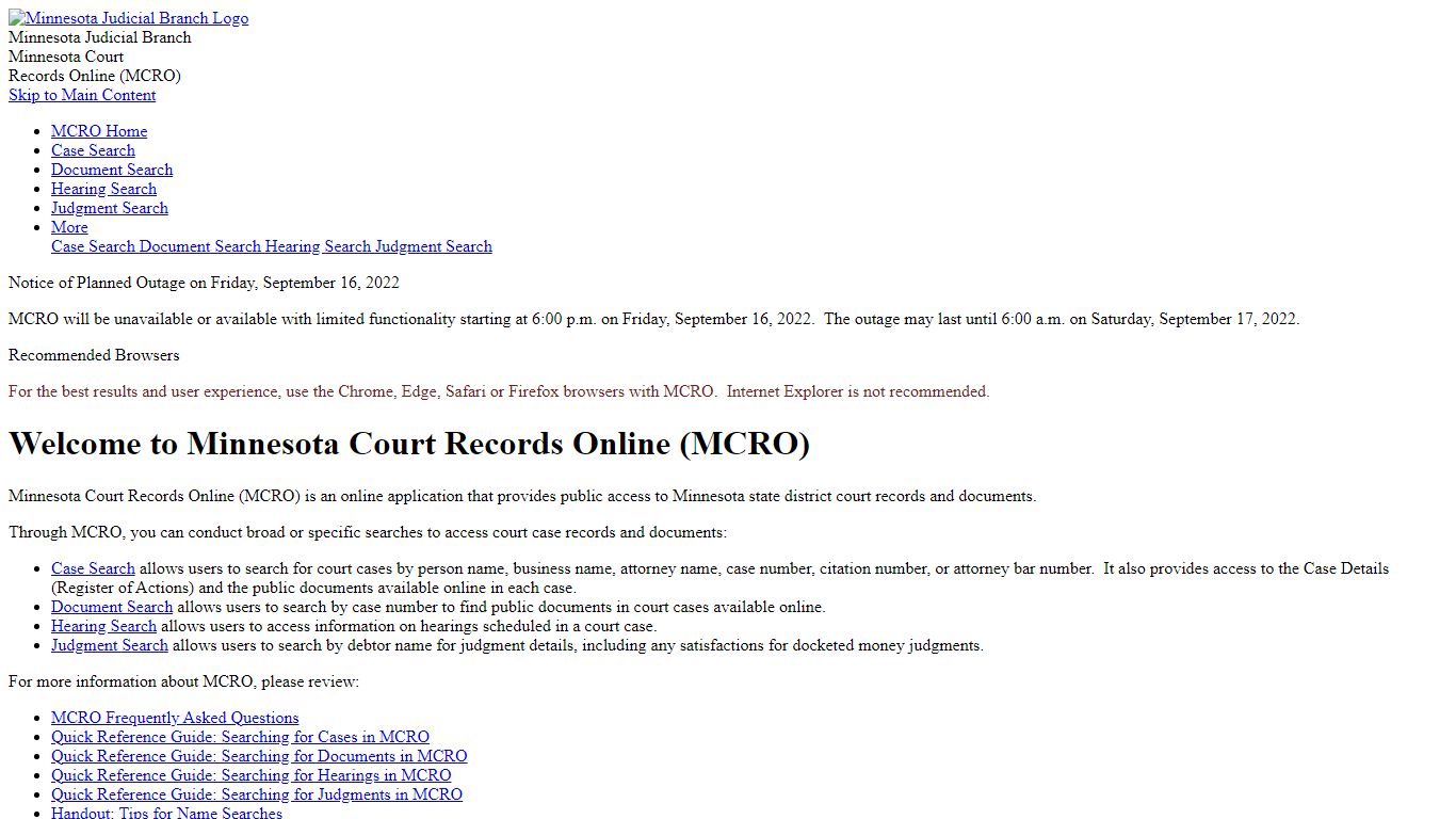 Home Page - Minnesota Court Records Online (MCRO)